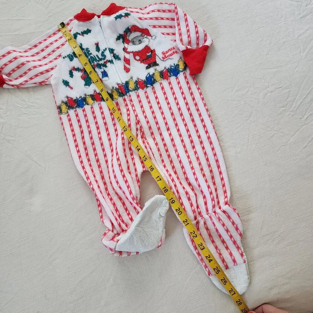Vintage Santa Mouse Footed PJs 6-9 months